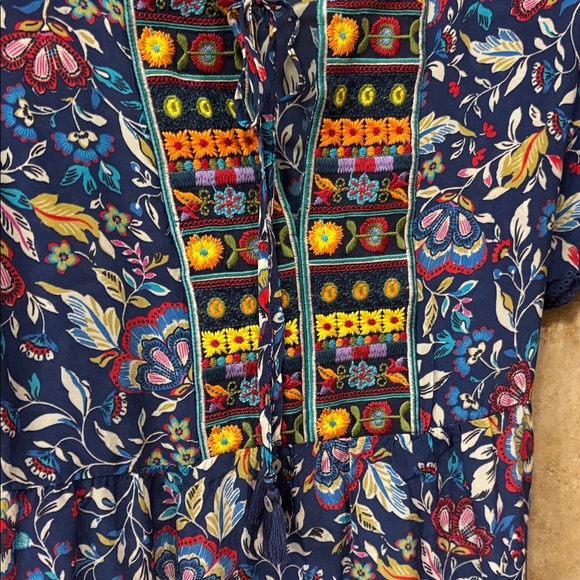 Johnny Was Demarne Bohemian Style tea length dress with short sleeves. Size M. - Picture 4 of 7